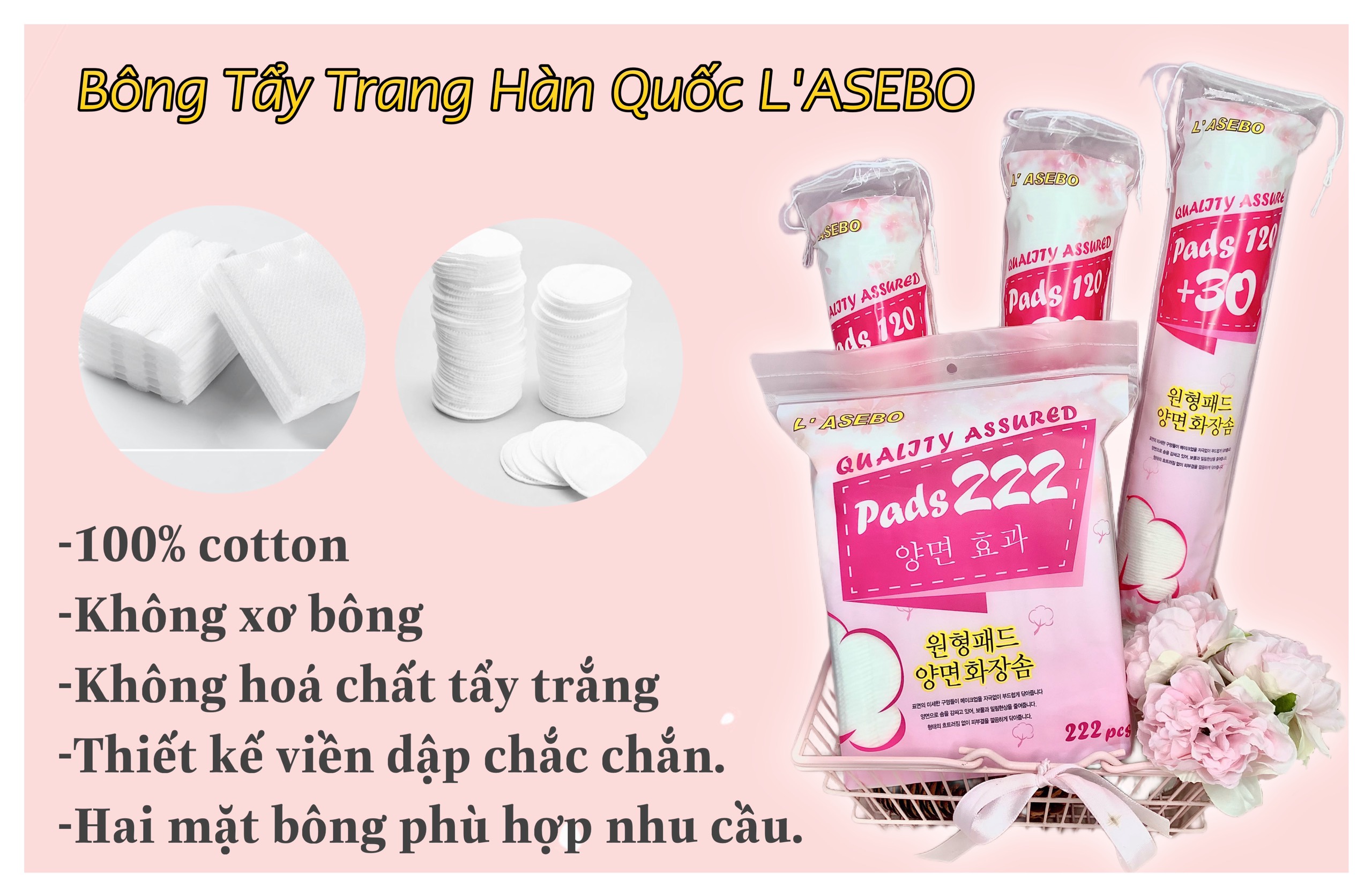 Bông Tẩy trang L’ASEBO – Korea