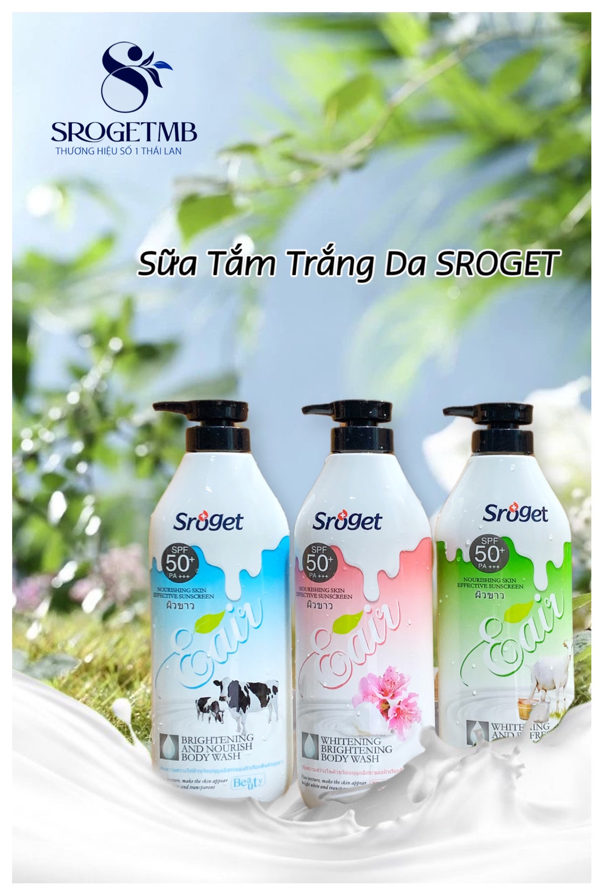 SỮA TẮM SROGET DƯỠNG TRẮNG SIÊU THƠM 1200ml